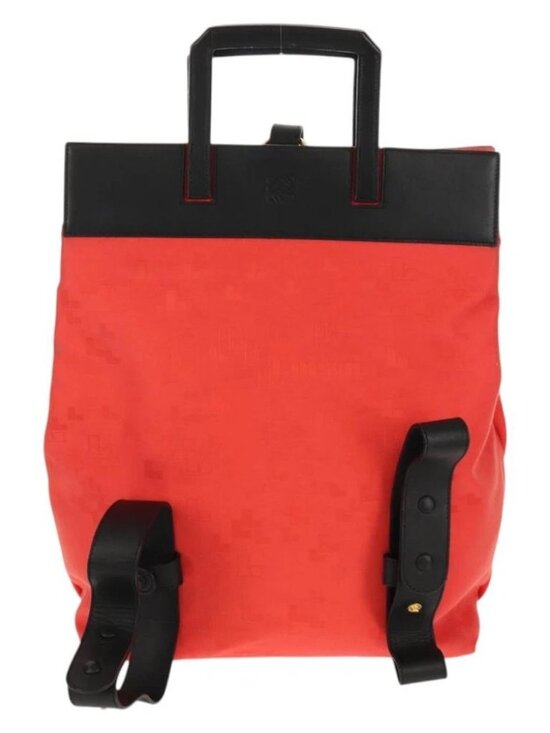 LOEWE Backpack Canvas Black Red Auth main image 15